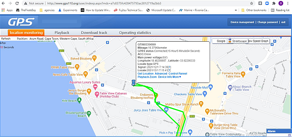 Vehicle tracking map